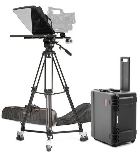 ikan PT4500S-TMTRIPOD-TK 15" SDI Teleprompter, Tripod And Dolly Turnkey With Talent Monitor And Travel Case