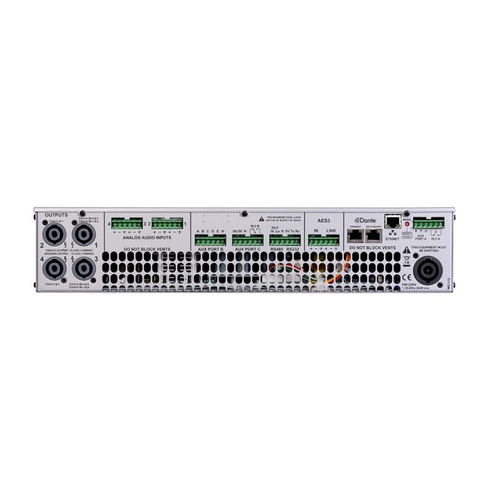 Linea Research 44C10-DANTE Dante 4-Channel Installation Amplifier, 10,000W RMS