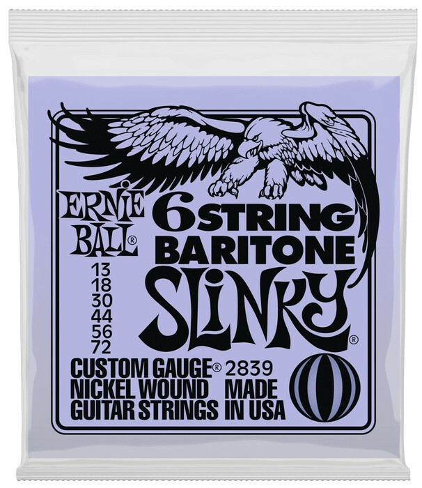Ernie Ball Slinky 6-String with Small Ball End Baritone Guitar Strings, 13-72 Gauge