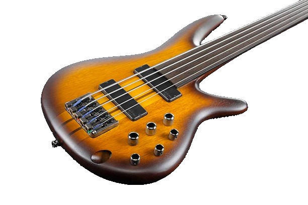 Ibanez Bass Workshop SRF705 Fretless Bass Guitar, Brown Burst Flat