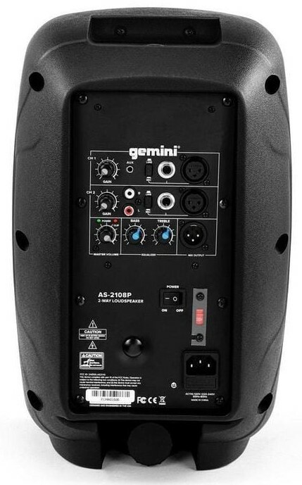 Gemini AS-2108P Active 8” Loudspeaker, 500W Peak, 75W + 25W RMS, 8 Ohms