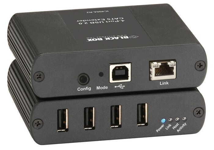 Black Box Network Svcs IC400A-R2 4-Port USB 2.0 Type-A Over CatX Extender, 330'