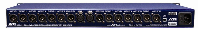 Audio Technologies DDA-212XLR 2 Input 1x2 Digital Audio Distribution Amplifier With XLR I/O