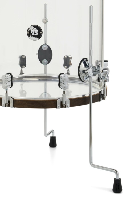 Pacific Drums 25th Anniversary Clear Acrylic 4-piece Drum Kit Seamless Acrylic Shells, Walnut-stained Hoops, And Commemorative Badges