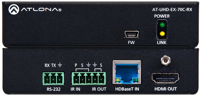 Atlona Technologies AT-UHD-EX-70C-RX 4K/UHD HDMI Over HDBaseT Receiver With Control And PoE