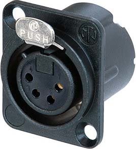 Neutrik NC4FD-LX-B D Series 4-pin XLRF Panel Receptacle With Solder Cups