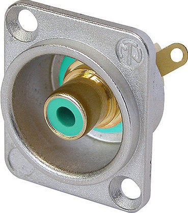 Neutrik NF2D-GREEN D Series RCA Jack With Green Isolation Washer, Nickel Housing