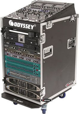 Odyssey FZ1316W Pro Rack Case With Wheels, 13 Unit Top Rack, 16 Unit Bottom Rack