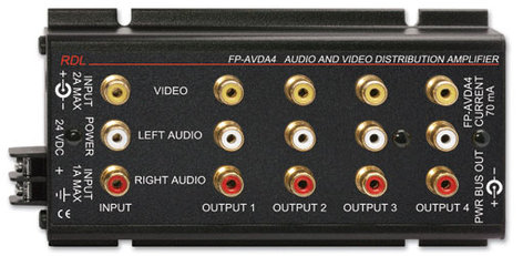 RDL FP-AVDA4 1x4 Phono Jacks Stereo Audio/Video Distributor