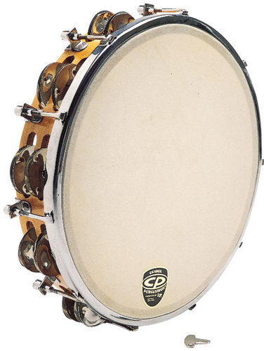 Latin Percussion CP391 10" CP Tunable Wood Tambourine With Double Row Of Jingles And Calfskin Head