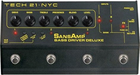 Tech 21 BSDR-DLX-SANSAMP BSDR-DLX SansAmp Bass Driver Deluxe Bass Preamplifier With 6 Presets