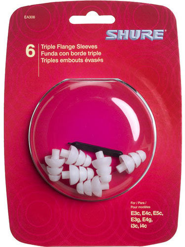 Shure EATFL1-6 Replacement Triple Flange Sleeves For SE Series Headphones, 3 Pair