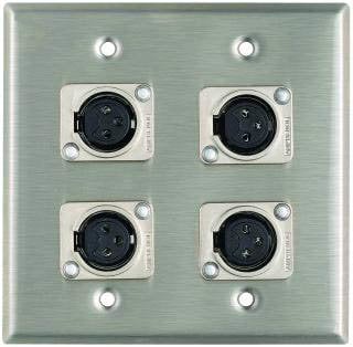 Pro Co WP2011 Dual Gang Wallplate With 4 XLRF Jacks, Steel