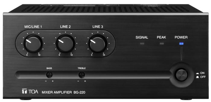 TOA BG-220 CU 3-Channel Mixer And Power Amplifier, 20W