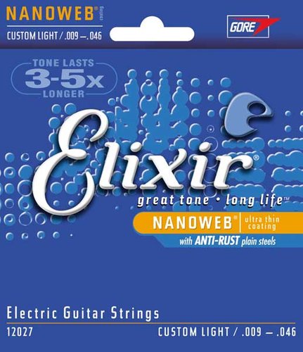 Elixir 12027 Custom Light Electric Guitar Strings With NANOWEB Coating