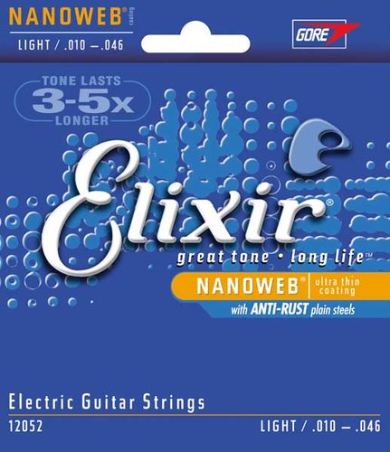 Elixir 12052 Light Electric Guitar Strings With NANOWEB Coating