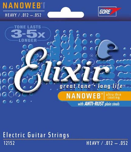 Elixir 12152 Heavy Electric Guitar Strings With NANOWEB Coating