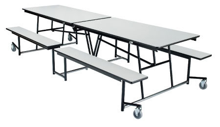 National Public Seating MTFB10PW Table, Plywood Top With Fixed Benches, 10ft