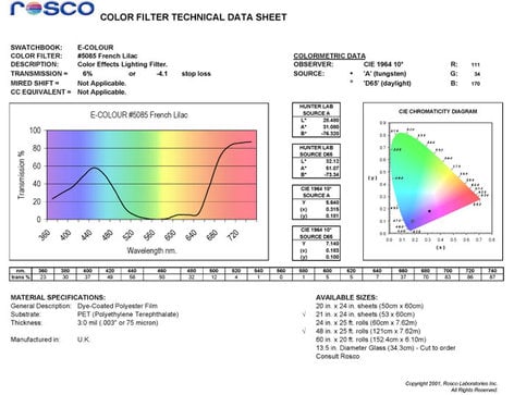 Rosco E-Colour #5085 French Lilac, 20"x24" Sheet