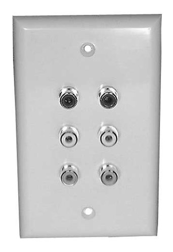 Philmore 75-618 Solder Type Wall Plate With 6x RCA Jacks (2x Red, 2x White, 2x Yellow)