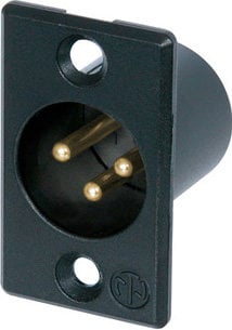 Neutrik NC3MP-B 3-pin XLRM Panel Connector, Black