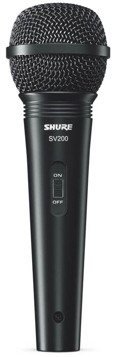 Shure SV200-W Cardioid Dynamic Handheld Vocal Mic With On/Off Switch And 15' XLR Cable, Black Grille