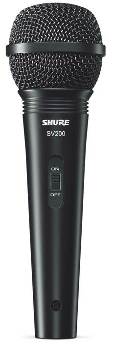 Shure SV200-WA Cardioid Dynamic Handheld Vocal Mic With On/Off Switch, 15' XLR Cable, Mic Clip,  Black Grille