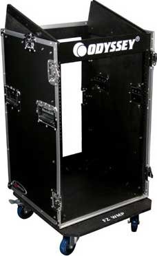 Odyssey FR1016W Combo Rack Case With Wheels, 10 Unit Top Rack, 16 Unit Bottom Rack