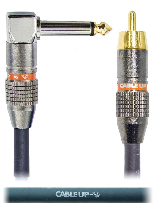 Cable Up RM-PM2R-3 3 Ft RCA Male To 1/4" Right Angle TS Male Unbalanced Cable