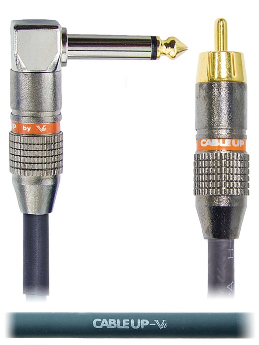 Cable Up RM-PM2R-15 15 Ft RCA Male To 1/4" Right Angle TS Male Unbalanced Cable