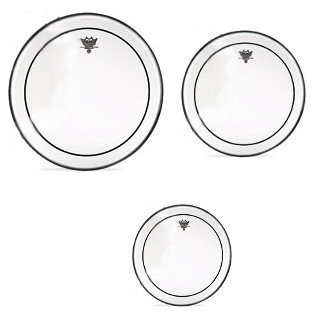 Remo PP-0320-PS Pro Pack 3-Pack Of Clear Pinstripe Heads For Toms: 12",13",16 With 14" Coated Ambassador Snare Drumhead