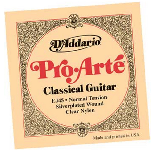 D`Addario EJ45 .028-.043 ProArte Silver Normal Tension Nylon Classical Guitar Strings for sale