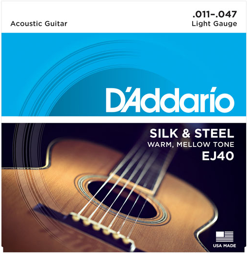 D`Addario EJ40 Light Silk & Steel Acoustic Guitar Strings for sale