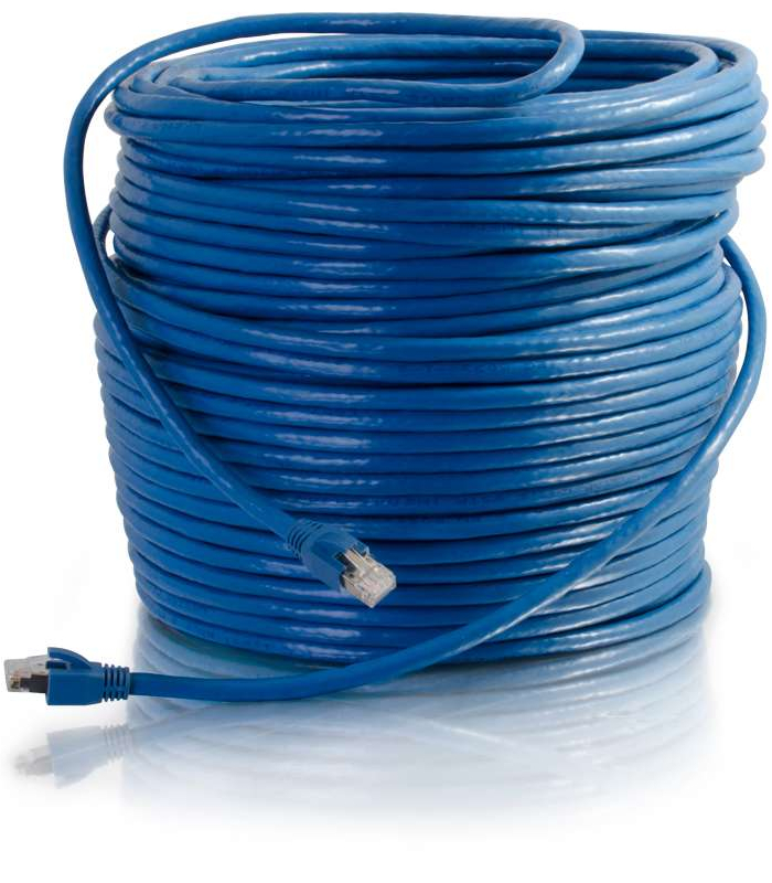 Cables To Go 43170 Cat6 Snagless Solid Shielded 150 ft Ethernet Network  Patch Cable, Blue