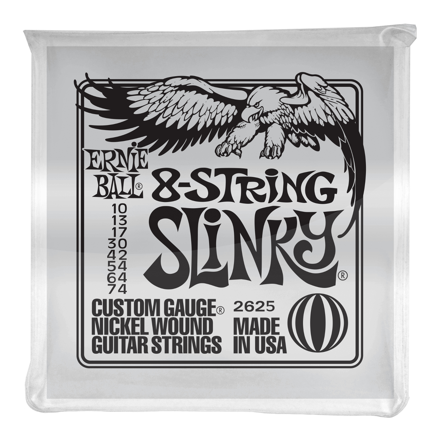 Ernie Ball P02625 Slinky 8-String Nickel Wound Electric Guitar Strings for sale