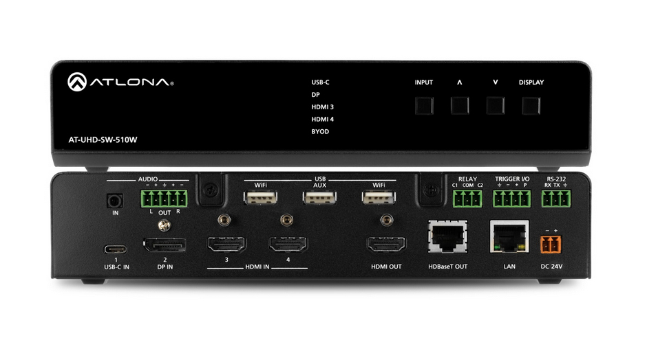 Atlona Technologies At Uhd Sw 510w 5 Input Universal Switcher With Wireless Presentation Link Full Compass Systems Atlona Technologies At Uhd Sw 510w 5 Input Universal Switcher With Wireless Presentation Link Full Compass Systems