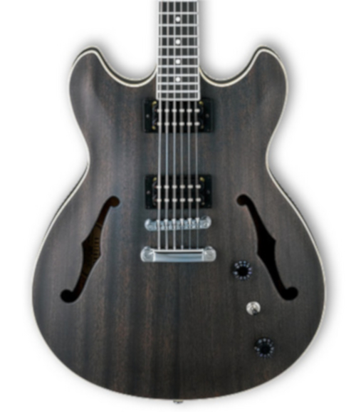 Ibanez AS53 AS Series Transparent Black Flat Semi-Hollowbody Electric Guitar with ACH Pickups - TRANSPARENT BLACK FLAT for sale