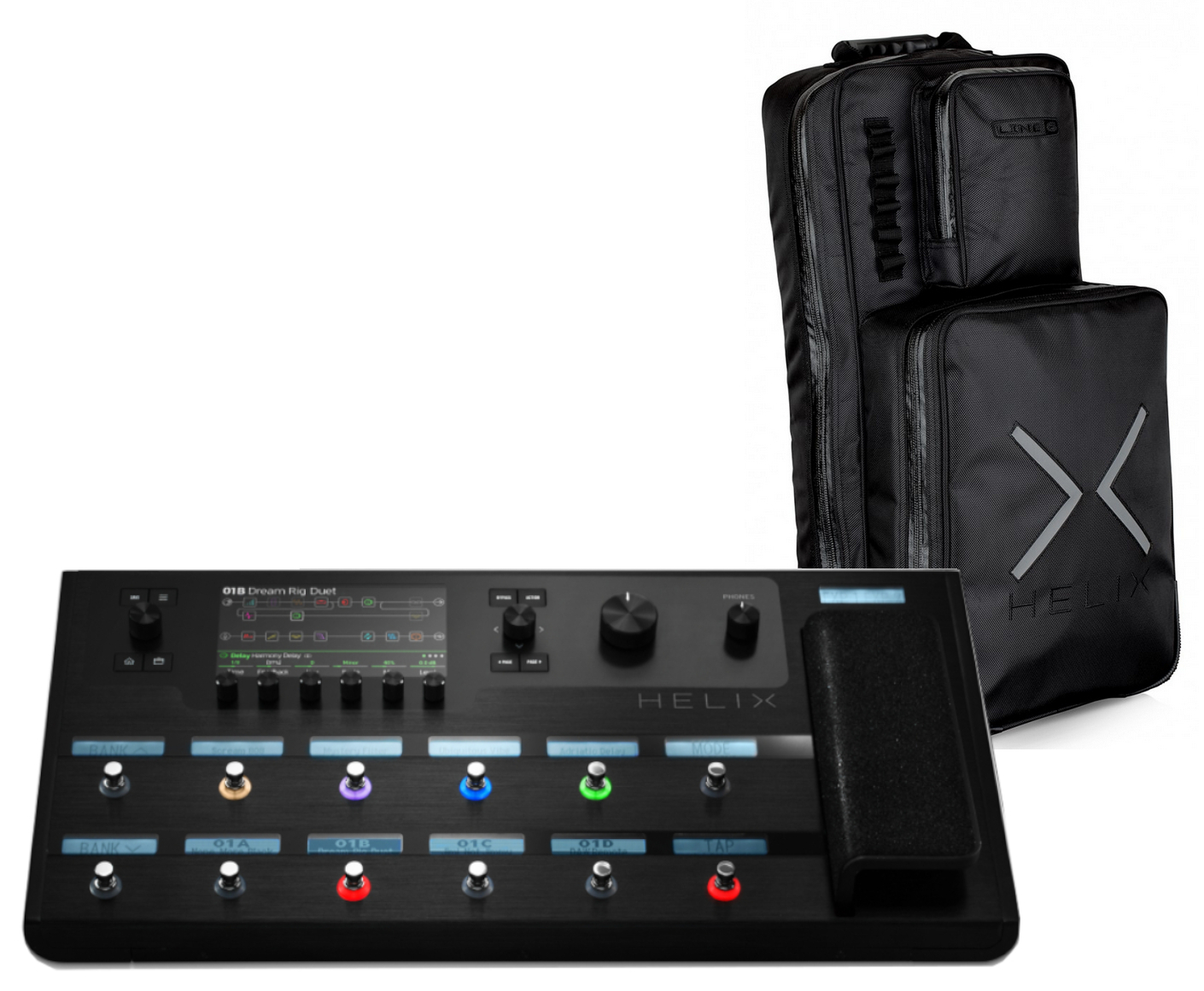 Line 6 Helix Footswitch and Backpack Guitar Multi-FX Floor Processor, Aluminum Housing with Backpack for sale