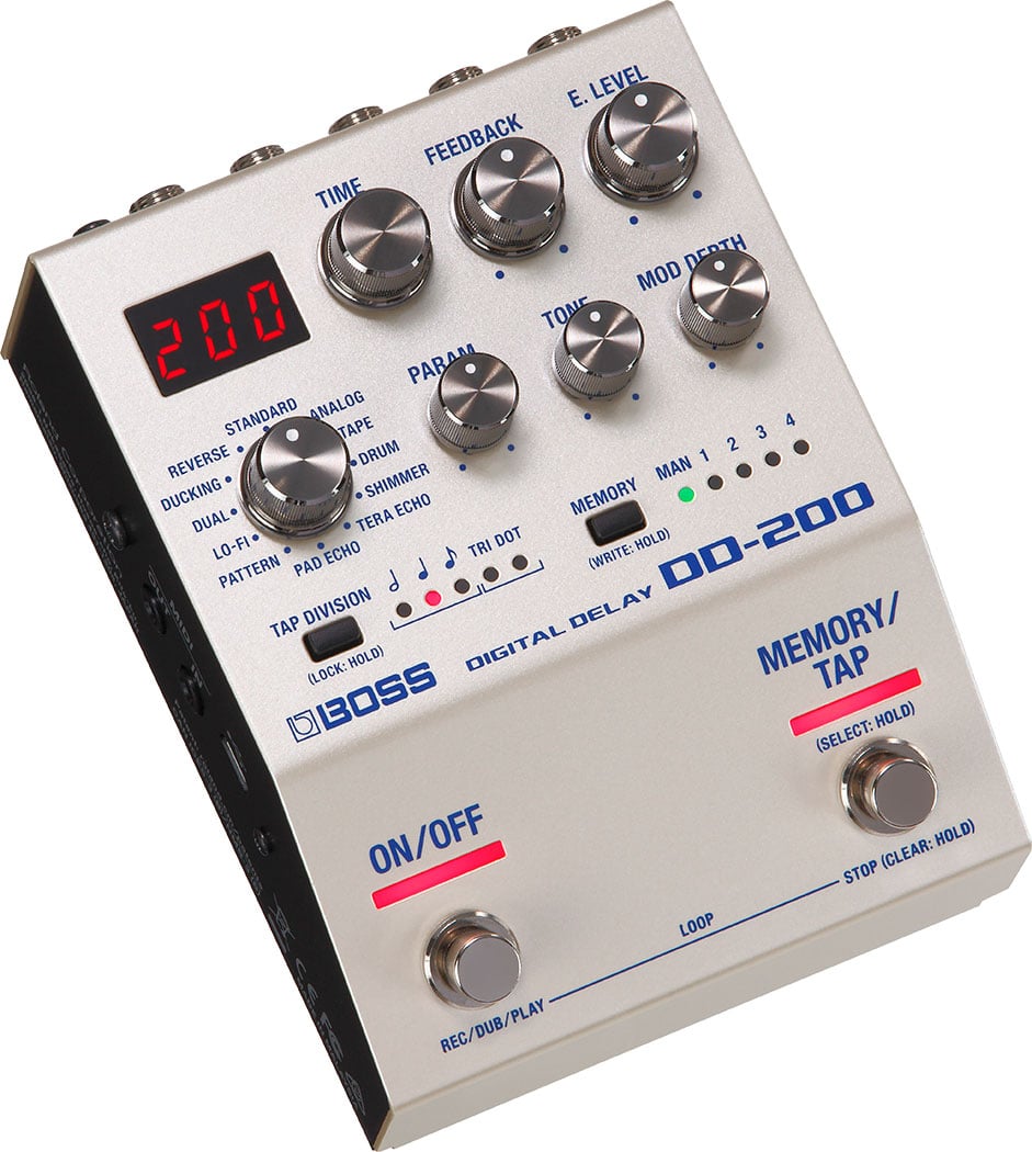 Boss DD-200 Digital Delay Pedal with 12 Modes, Stereo I/O, 60 Second Looper and On-board Memory for sale