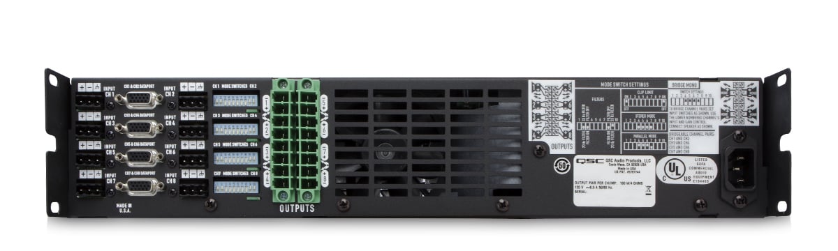 QSC CX168 8-Channel Power Amplifier, 130W at 4 Ohm | Full