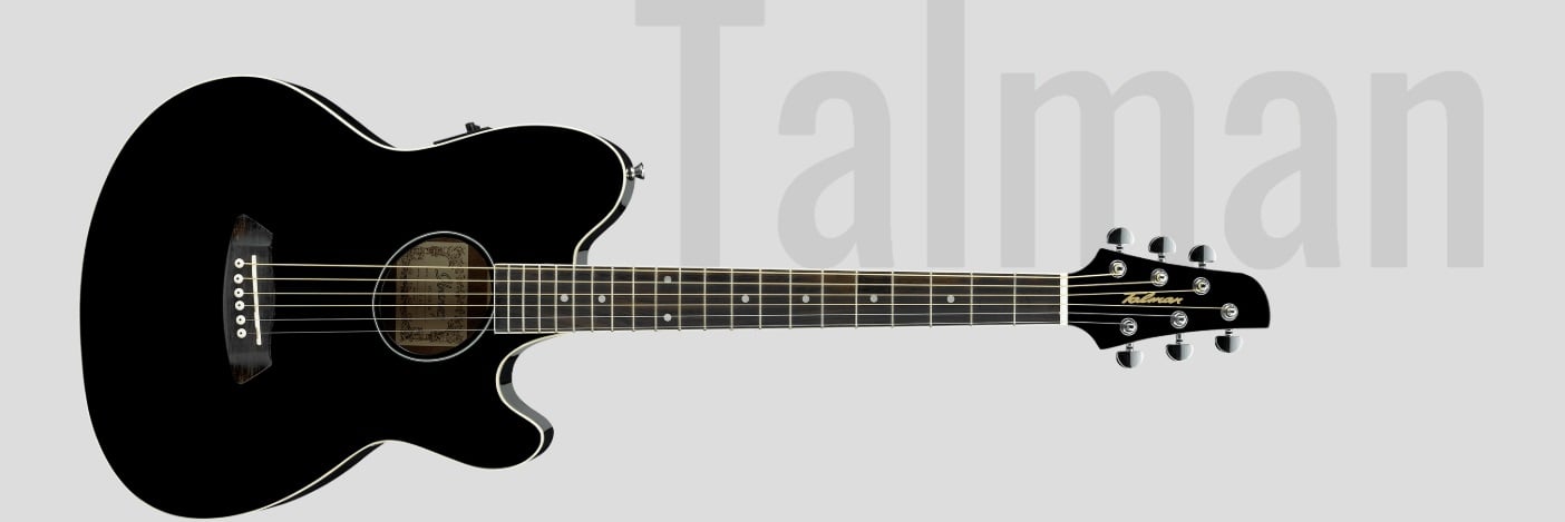 Ibanez Talman TCY10E Double Cutaway Acoustic-Electric Guitar - BLACK for sale