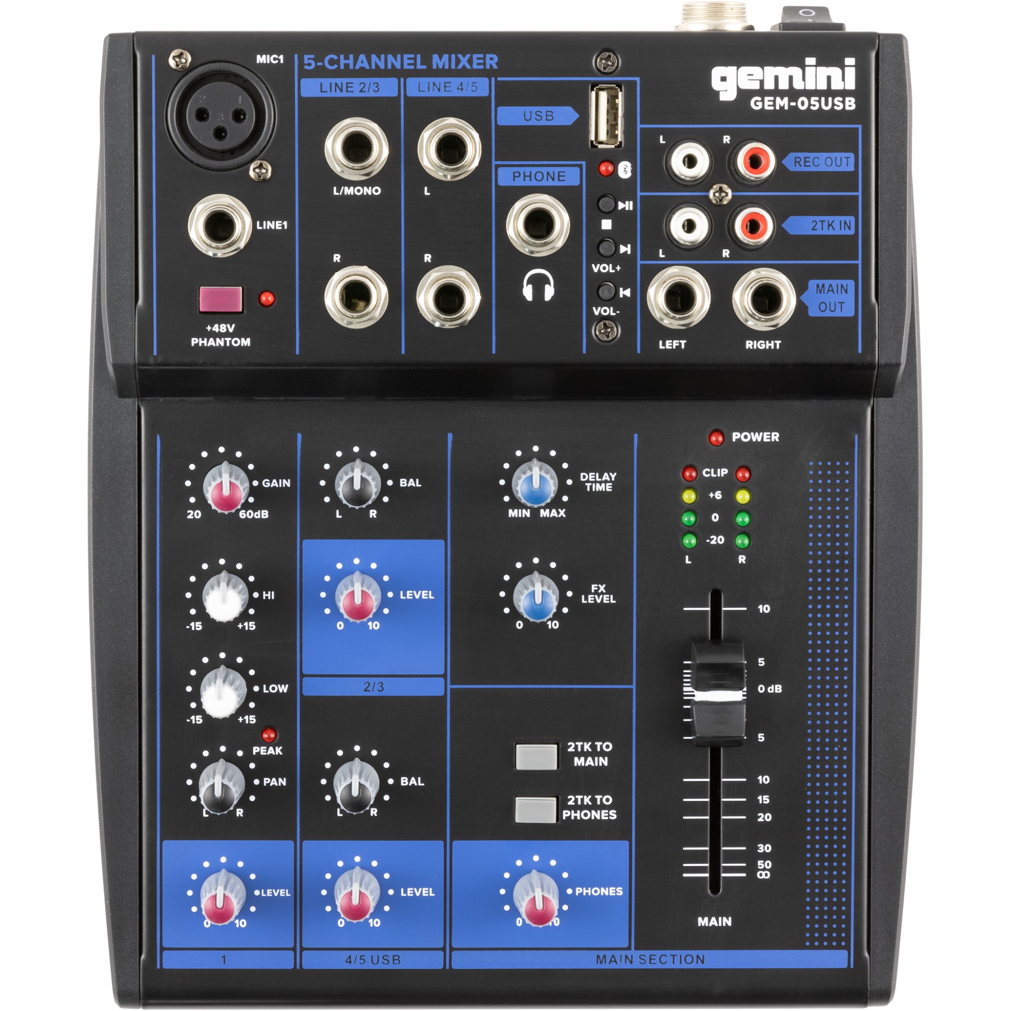 Photos - Mixing Desk Gemini GEM-05USB 5-Channel Compact Analog Mixer, USB 