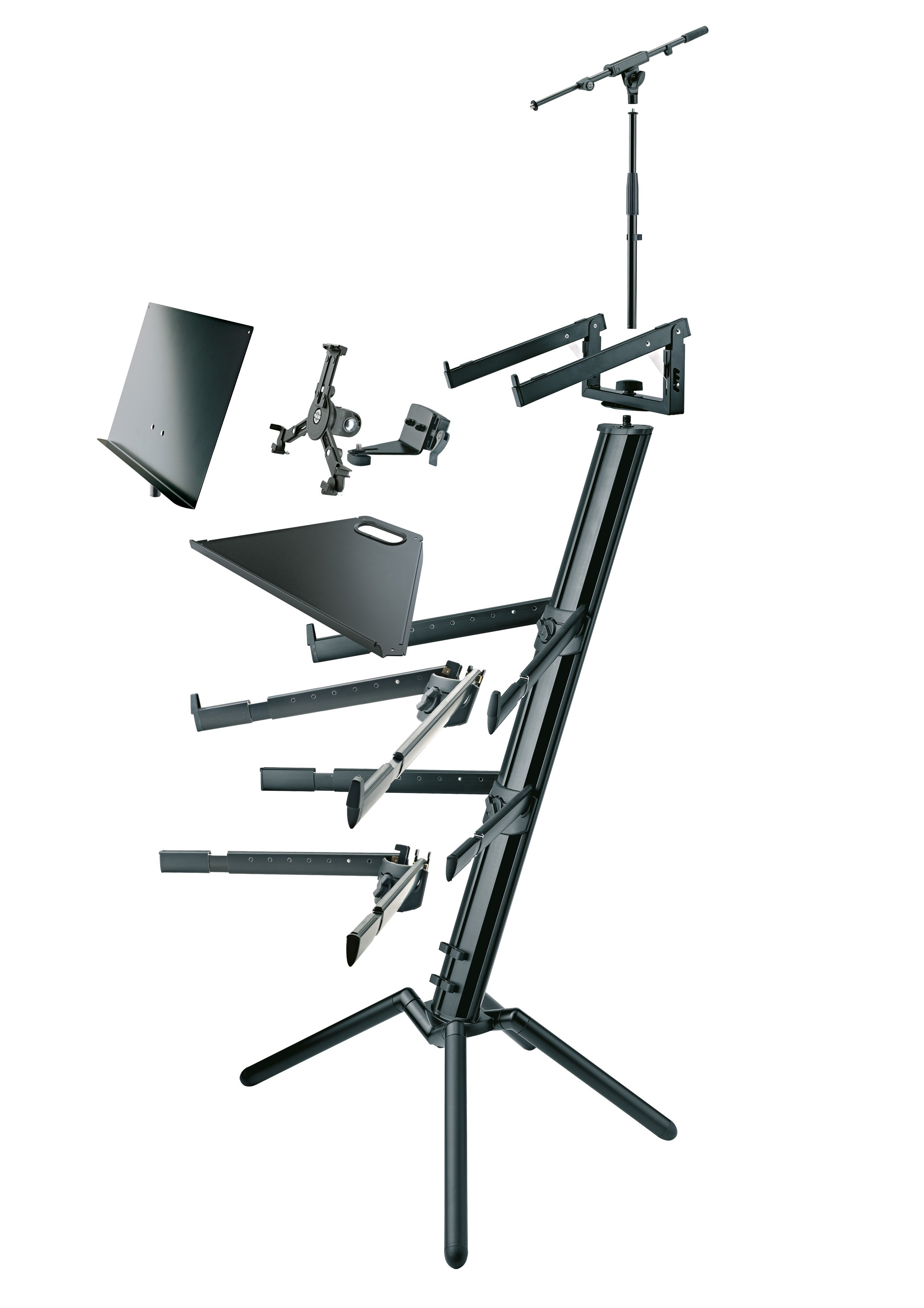 K&M Konig & Meyer 18860.000.30 Spider Pro Keyboard Stand | Height & Depth  Adjustment For 2 Keyboards | Extendable Arms | Mic Boom Thread | Cable  Clamp