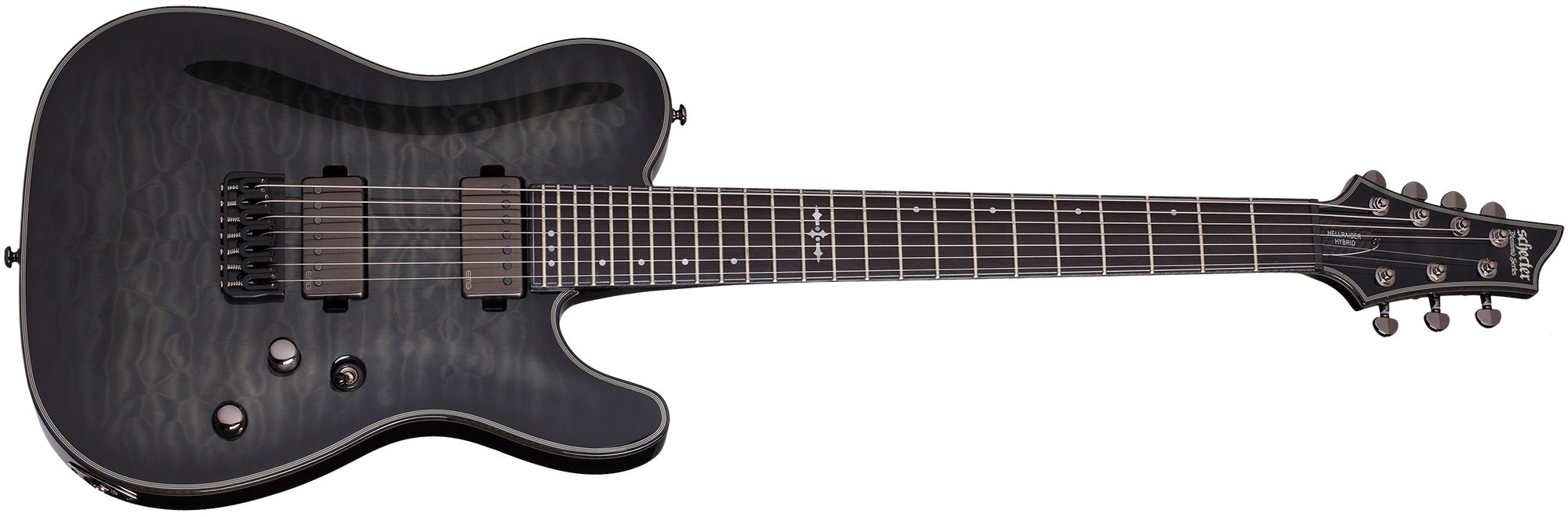 Schecter HELLRAISER-HHPT7-TBB Hellraiser Hybrid PT-7 7 String Electric Guitar, Trans Black Burst Finish for sale