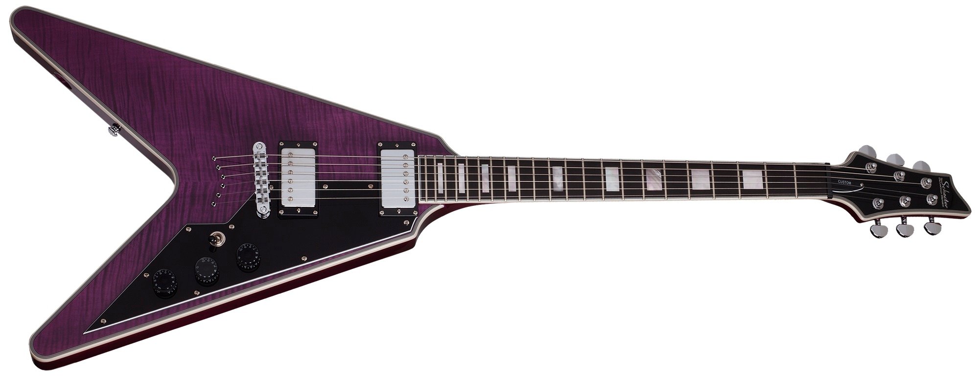 Schecter V1-CUSTOM-TPUR V-1 Custom Electric Guitar, Trans Purple Finish for sale