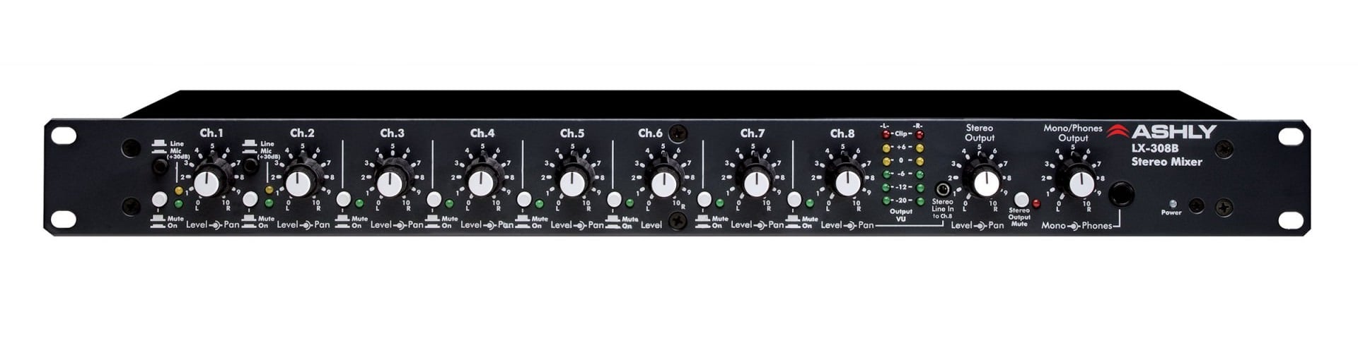 Ashly LX-308B 8-Channel Stereo Line Mixer, 1RU | Full