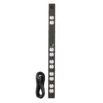 Lowell Manufacturing 10-Outlet ACS-1510-RPC Power Strip with 6' IEC Detachable Cord (15A)