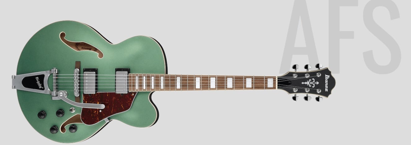Ibanez AFS75T Hollow Body Electric Guitar with Linden Body and Laurel Fingerboard - MGF Metallic Green Flat for sale
