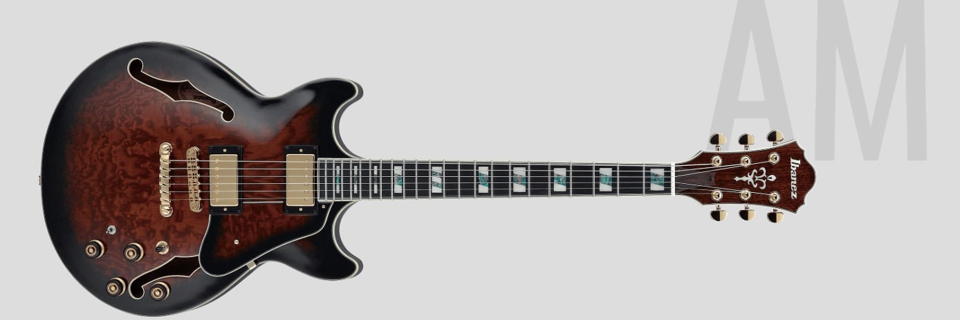 Ibanez AM153QA Artstar 6 String Electric Guitar with Case - Dark Brown Sunburst for sale