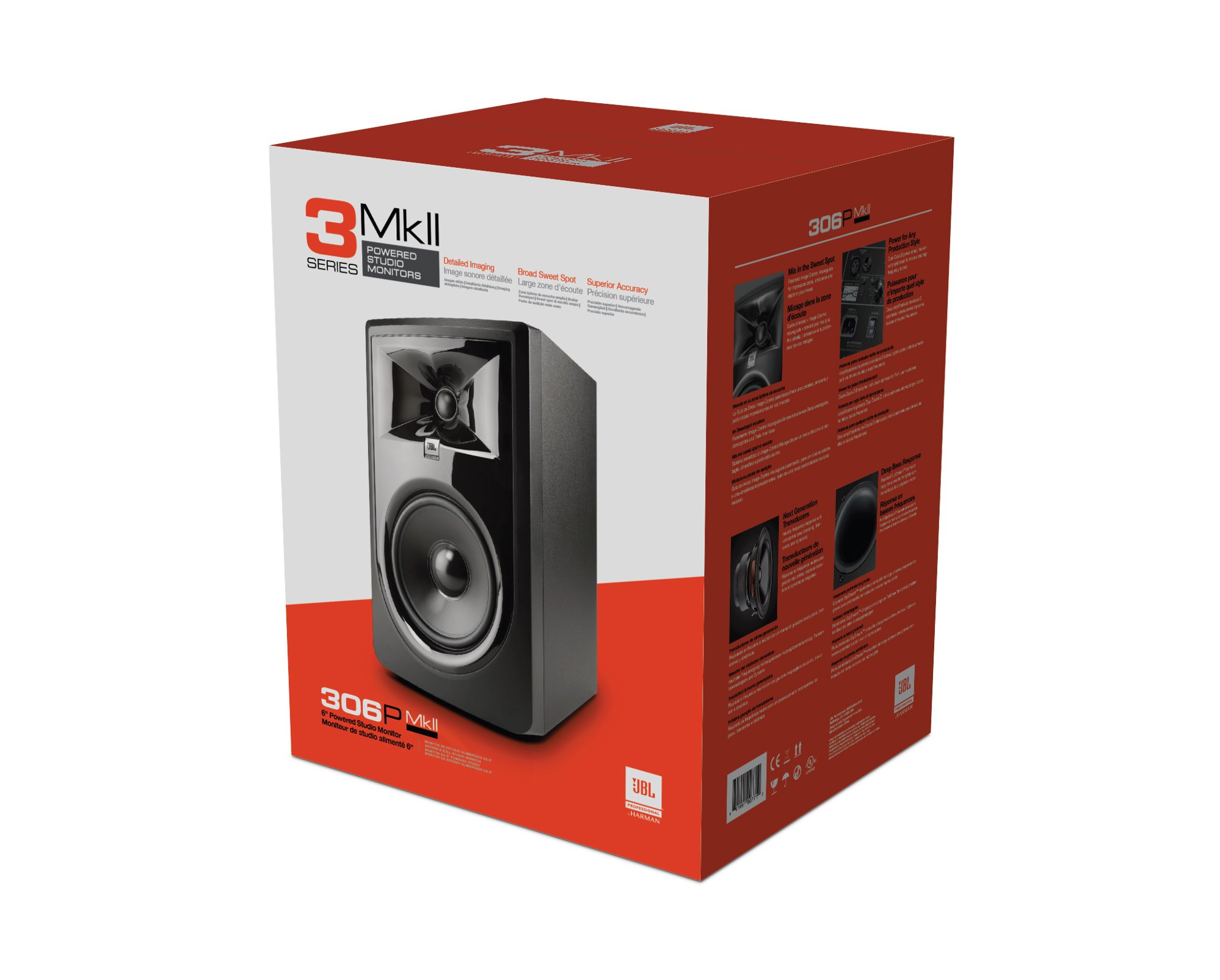 JBL 3 Series 306p MKII 6" Powered Studio Monitor Speaker for sale online 